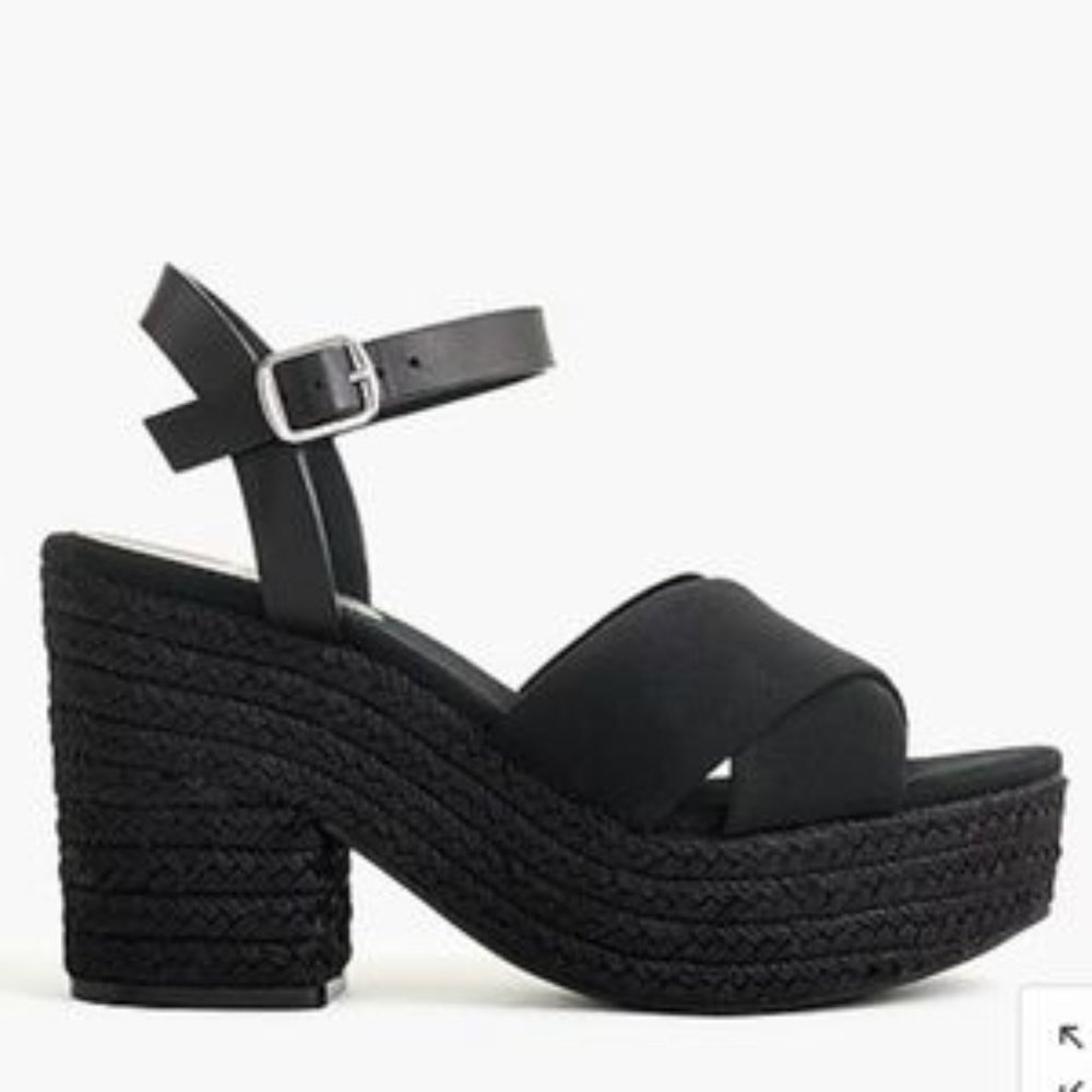 J.Crew platform wedge Espadrilles, black, size 7